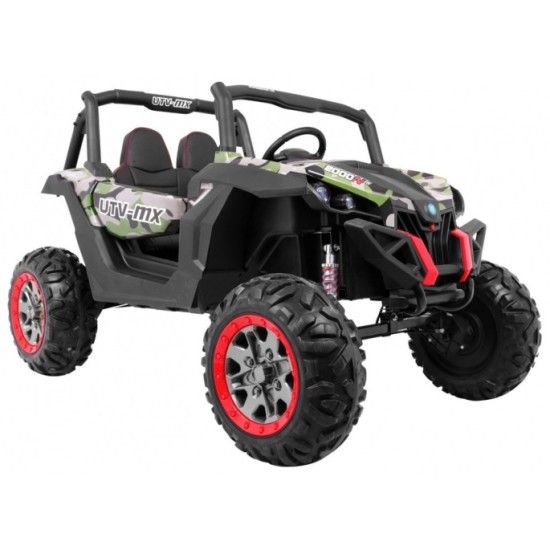JOKO Elektrické autíčko Buggy 4x4 SuperStar, nosnosť 40kg, Penové kolesá, Dvojmiestne kožené sedadlo, maskáčové