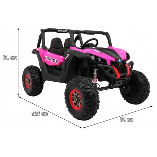 JOKO Elektrické autíčko Buggy 4x4 SuperStar, nosnosť 40kg, Penové kolesá, Dvojmiestne kožené sedadlo, ružové