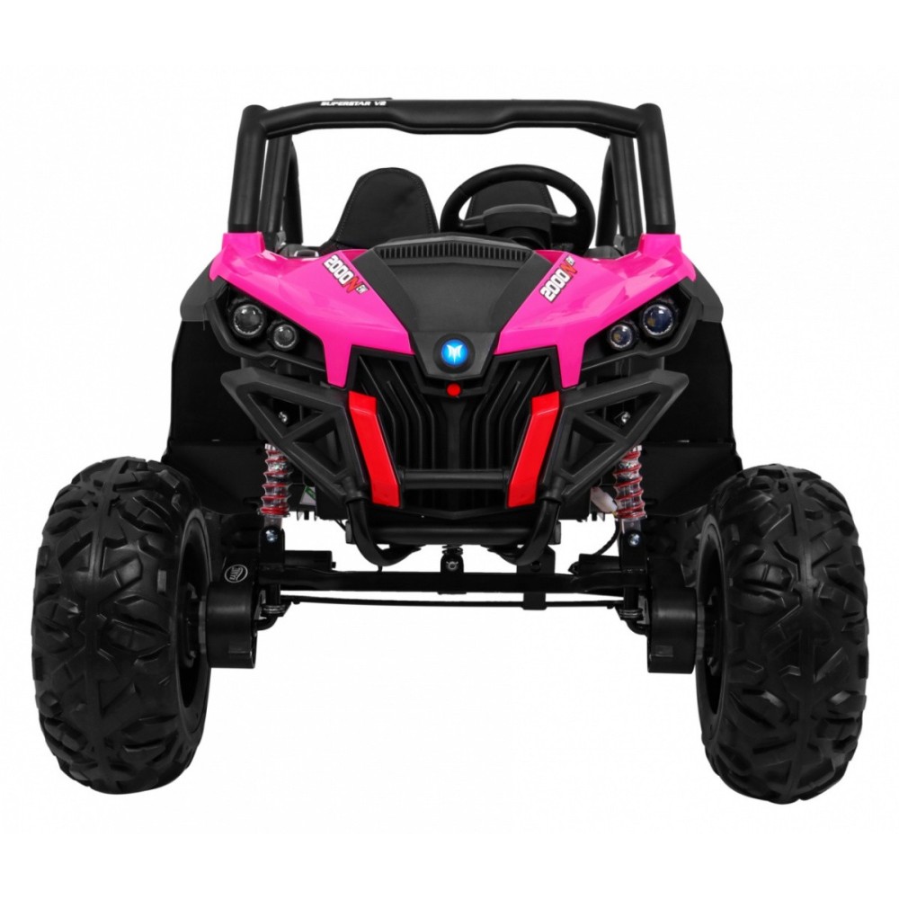 JOKO Elektrické autíčko Buggy 4x4 SuperStar, nosnosť 40kg, Penové kolesá, Dvojmiestne kožené sedadlo, ružové