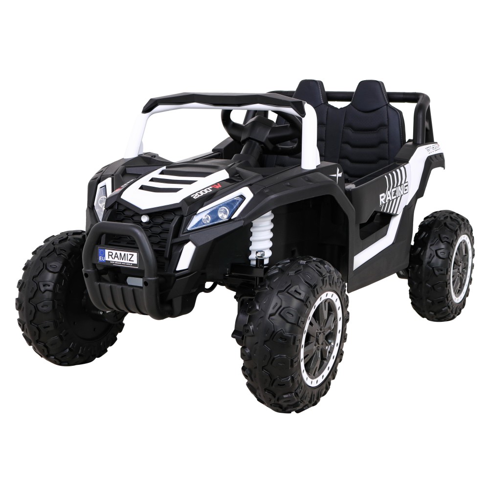 JOKO Elektrické autíčko BUGGY UTV 4x4 2000M, penové kolesá, kožené sedadlo, biele