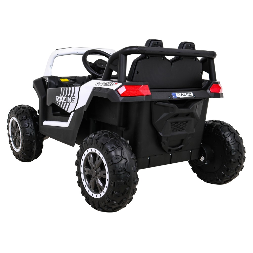 JOKO Elektrické autíčko BUGGY UTV 4x4 2000M, penové kolesá, kožené sedadlo, biele