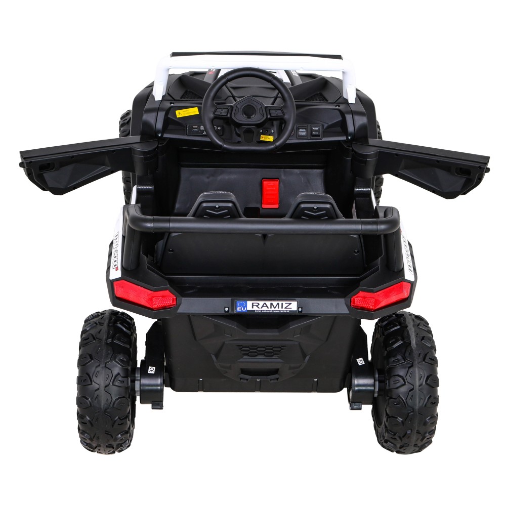 JOKO Elektrické autíčko BUGGY UTV 4x4 2000M, penové kolesá, kožené sedadlo, biele