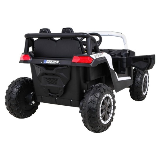 JOKO Elektrické autíčko BUGGY UTV 4x4 2000M, penové kolesá, kožené sedadlo, biele