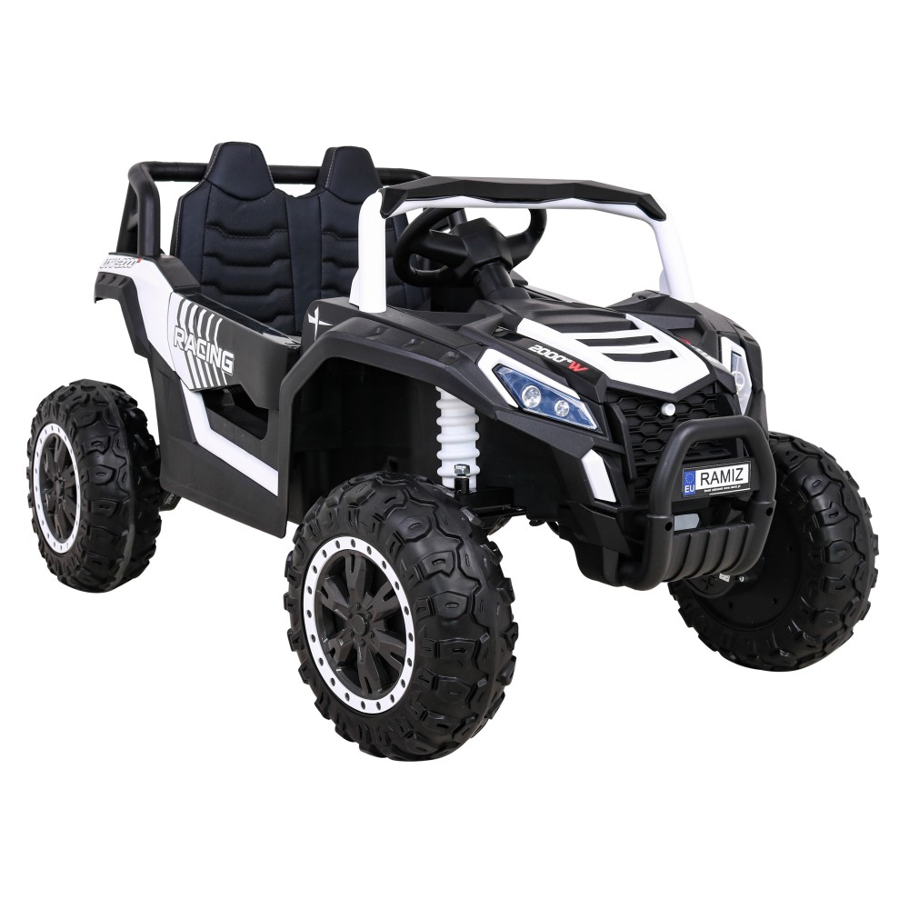 JOKO Elektrické autíčko BUGGY UTV 4x4 2000M, penové kolesá, kožené sedadlo, biele