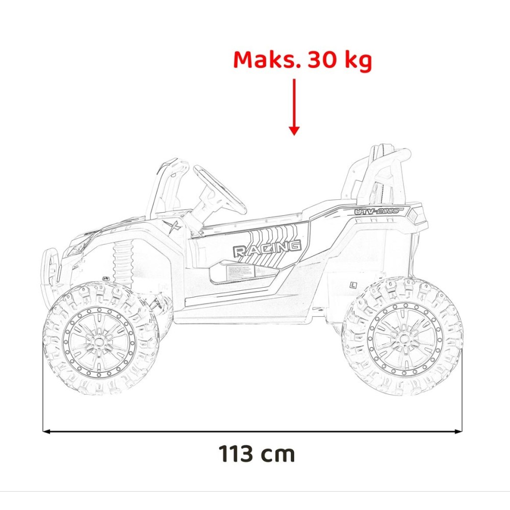 JOKO Elektrické autíčko BUGGY UTV 4x4 2000M, penové kolesá, kožené sedadlo, biele