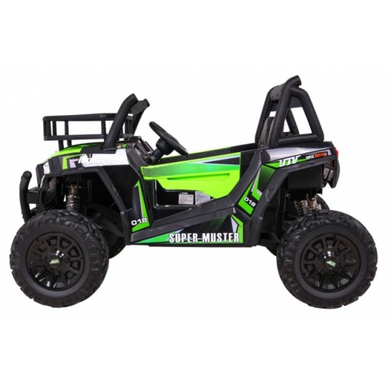 JOKO Elektrické autíčko BUGGY UTV 24V 200W, penové kolesá, Dvojmiestne kožené sedadlo, nosnosť 50kg, zelené