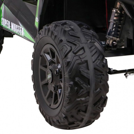 JOKO Elektrické autíčko BUGGY UTV 24V 200W, penové kolesá, Dvojmiestne kožené sedadlo, nosnosť 50kg, zelené