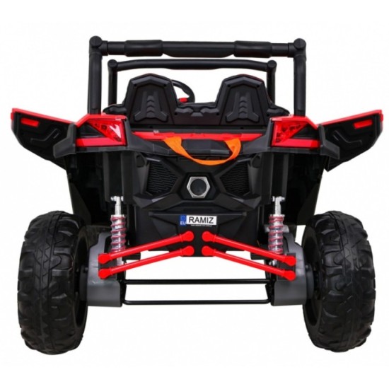 JOKO Elektrické Autíčko Buggy 24V UTV-MX 4x60W 4x4, penové kolesá, Dvojmiestne kožené sedadlo, nosnosť 50kg, červené