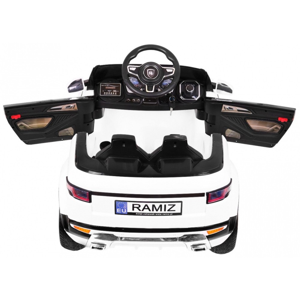 JOKO Elektrické autíčko Rapid Racer, penové kolesá, USB, odpružené, biele
