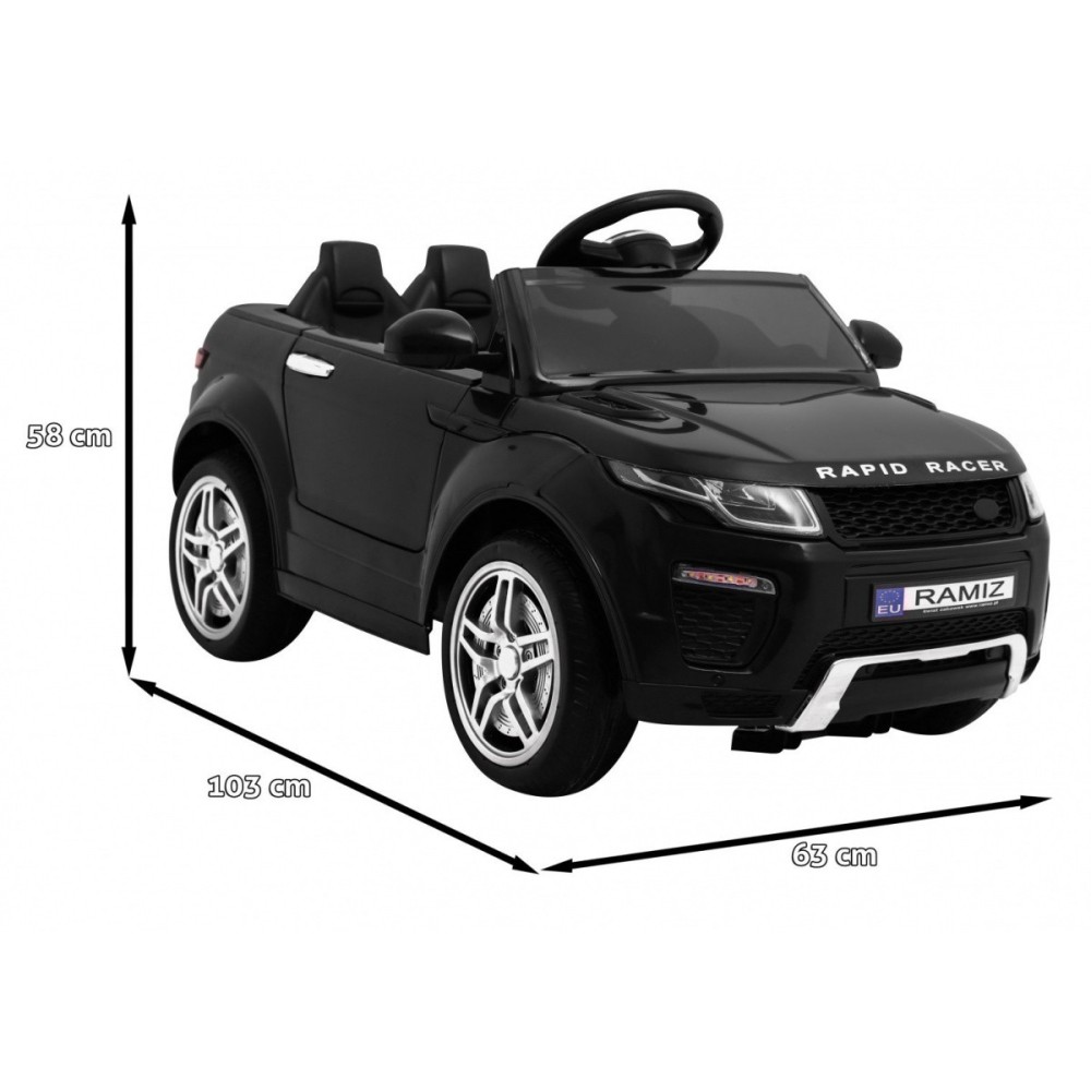 JOKO Elektrické autíčko Rapid Racer, penové kolesá, USB, odpružené, čierne