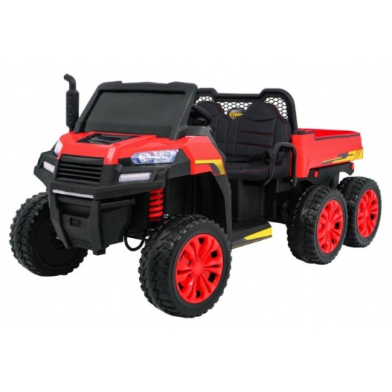 JOKO Elektrické autíčko 4x4 Farmer s Vyklápacou vlečkou, DVOJMIESTNE kožené sedadlo, penové kolesá, 6 kolesové, nosnosť 60kg, če