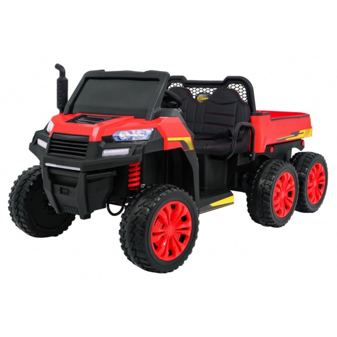 JOKO Elektrické autíčko 4x4 Farmer s Vyklápacou vlečkou, DVOJMIESTNE kožené sedadlo, penové kolesá, 6 kolesové, nosnosť 60kg, če