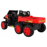 JOKO Elektrické autíčko 4x4 Farmer s Vyklápacou vlečkou, DVOJMIESTNE kožené sedadlo, penové kolesá, 6 kolesové, nosnosť 60kg, če