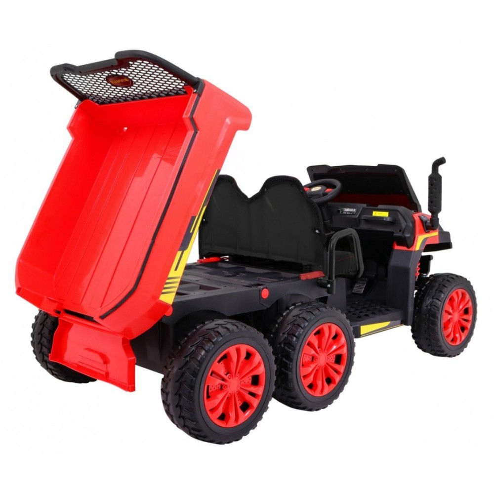 JOKO Elektrické autíčko 4x4 Farmer s Vyklápacou vlečkou, DVOJMIESTNE kožené sedadlo, penové kolesá, 6 kolesové, nosnosť 60kg, če