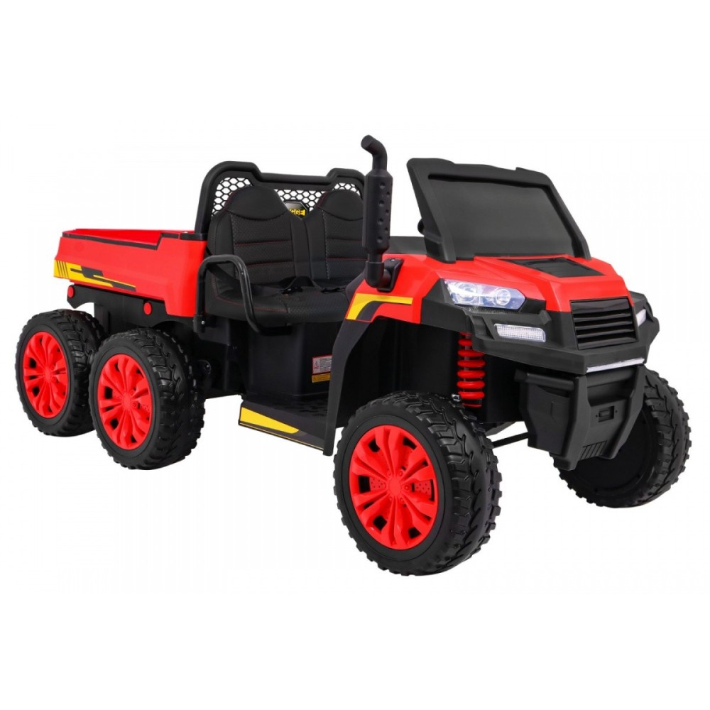 JOKO Elektrické autíčko 4x4 Farmer s Vyklápacou vlečkou, DVOJMIESTNE kožené sedadlo, penové kolesá, 6 kolesové, nosnosť 60kg, če
