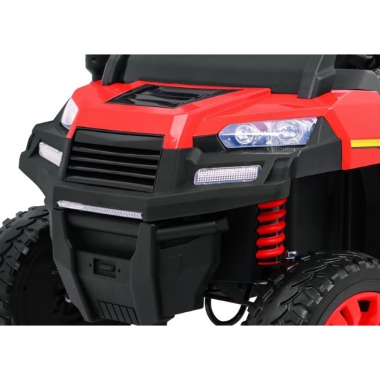 JOKO Elektrické autíčko 4x4 Farmer s Vyklápacou vlečkou, DVOJMIESTNE kožené sedadlo, penové kolesá, 6 kolesové, nosnosť 60kg, če