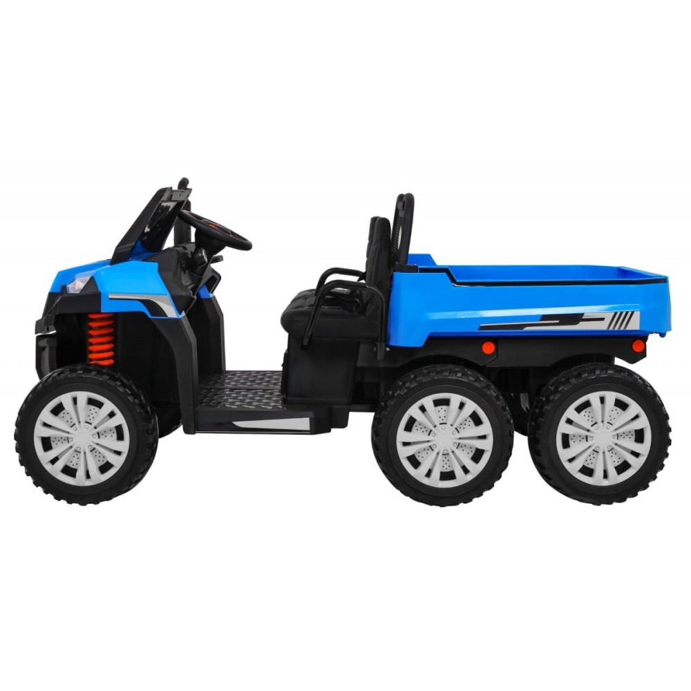 JOKO Elektrické autíčko 4x4 Farmer Truck s Vyklápacou vlečkou, DVOJMIESTNE kožené sedadlo, penové kolesá, 6 kolesové, nosnosť 60