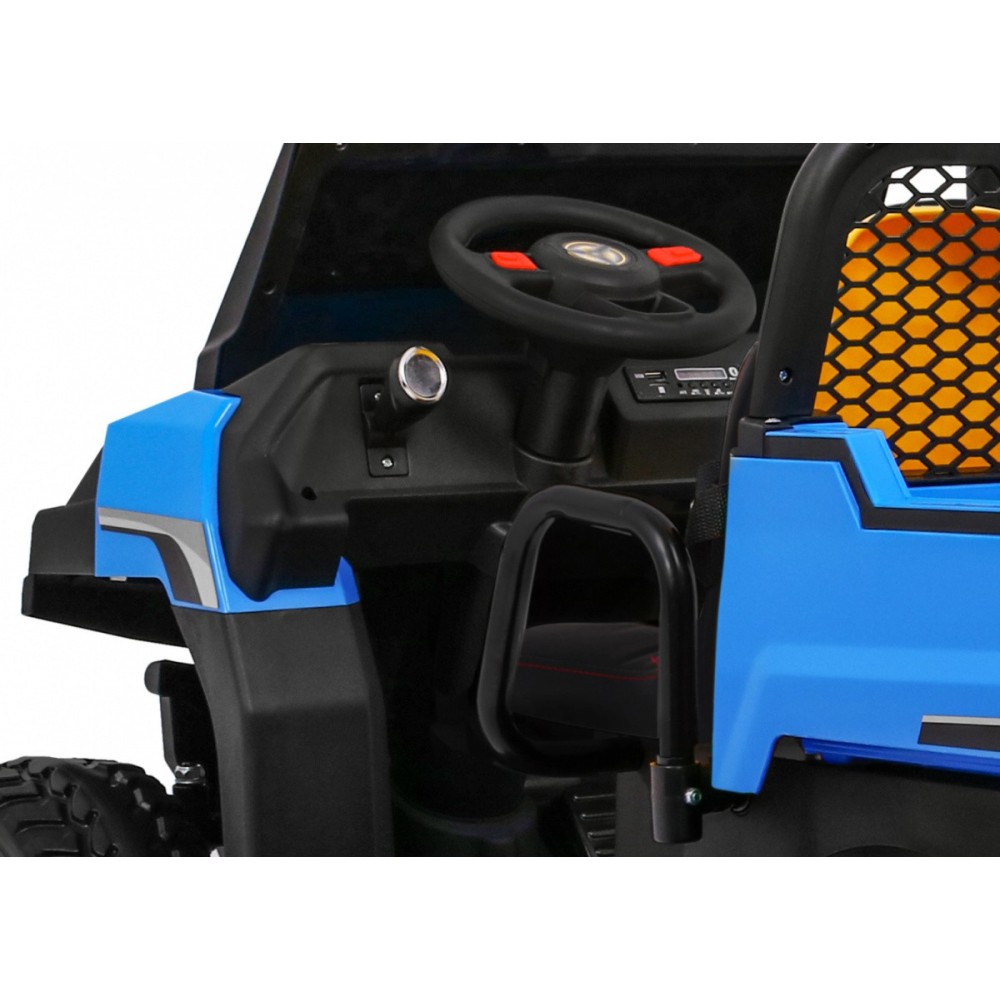 JOKO Elektrické autíčko 4x4 Farmer Truck s Vyklápacou vlečkou, DVOJMIESTNE kožené sedadlo, penové kolesá, 6 kolesové, nosnosť 60