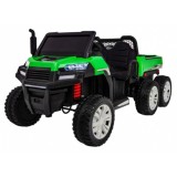 JOKO Elektrické autíčko 4x4 Farmer Truck s Vyklápacou vlečkou, DVOJMIESTNE kožené sedadlo, penové kolesá, 6 kolesové, nosnosť 60