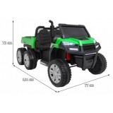 JOKO Elektrické autíčko 4x4 Farmer Truck s Vyklápacou vlečkou, DVOJMIESTNE kožené sedadlo, penové kolesá, 6 kolesové, nosnosť 60