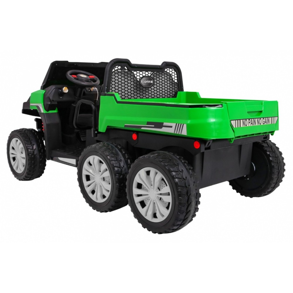 JOKO Elektrické autíčko 4x4 Farmer Truck s Vyklápacou vlečkou, DVOJMIESTNE kožené sedadlo, penové kolesá, 6 kolesové, nosnosť 60