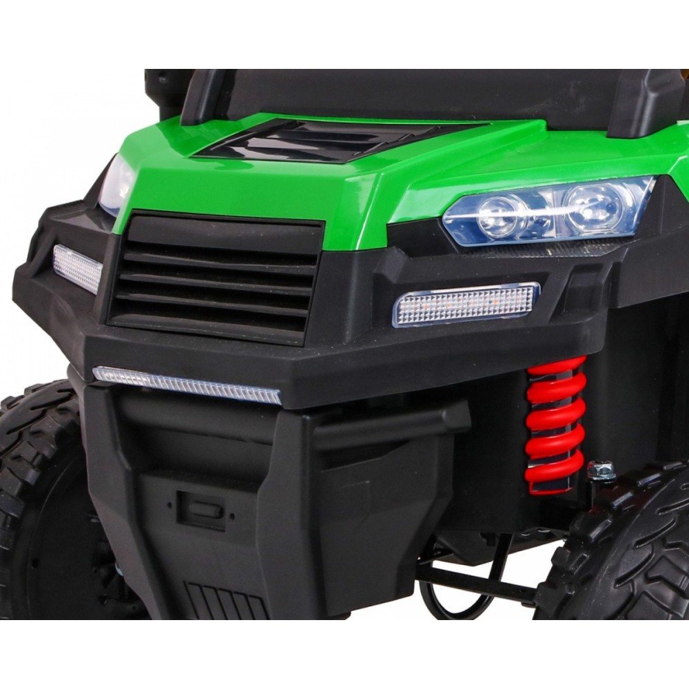 JOKO Elektrické autíčko 4x4 Farmer Truck s Vyklápacou vlečkou, DVOJMIESTNE kožené sedadlo, penové kolesá, 6 kolesové, nosnosť 60