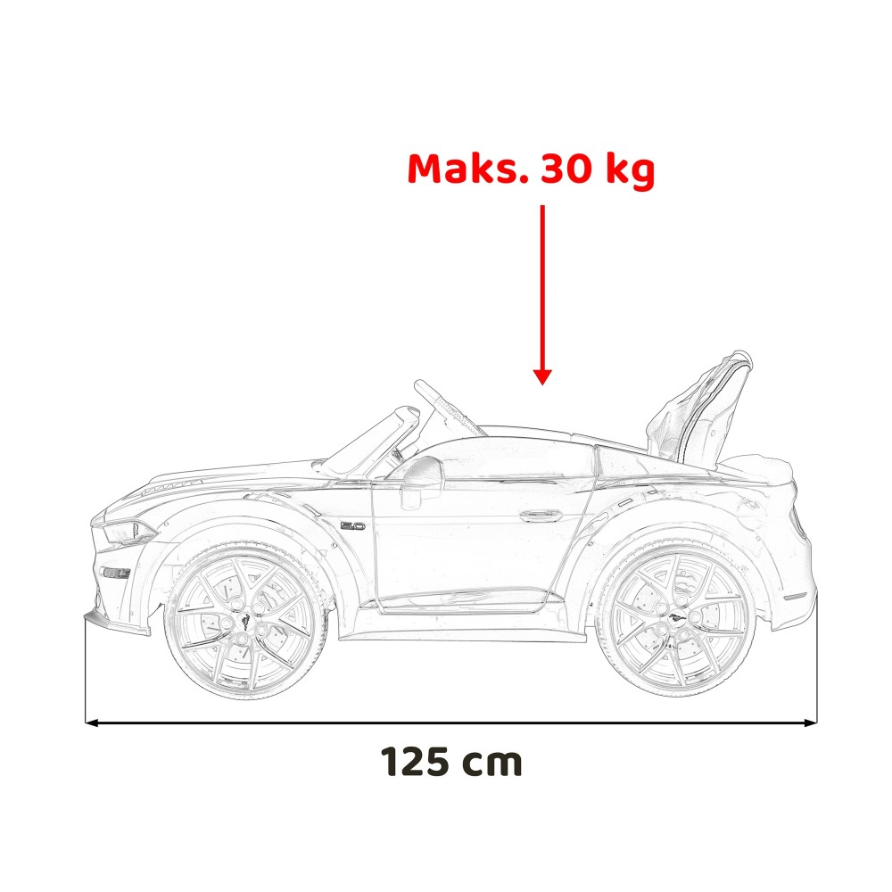 JOKO Elektrické Autíčko Ford Mustang GT, penové kolesá, kožené sedadlo, červené