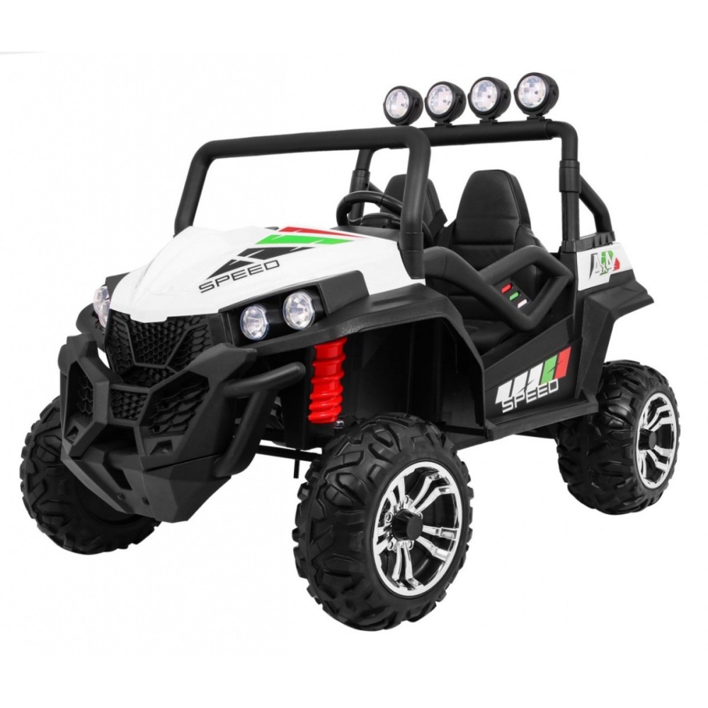 JOKO Elektrické autíčko Grand Buggy 4x4 Lift, Dvojmiestne kožené sedadlo, penové kolesá, FM rádio, nosnosť 59kg, biele