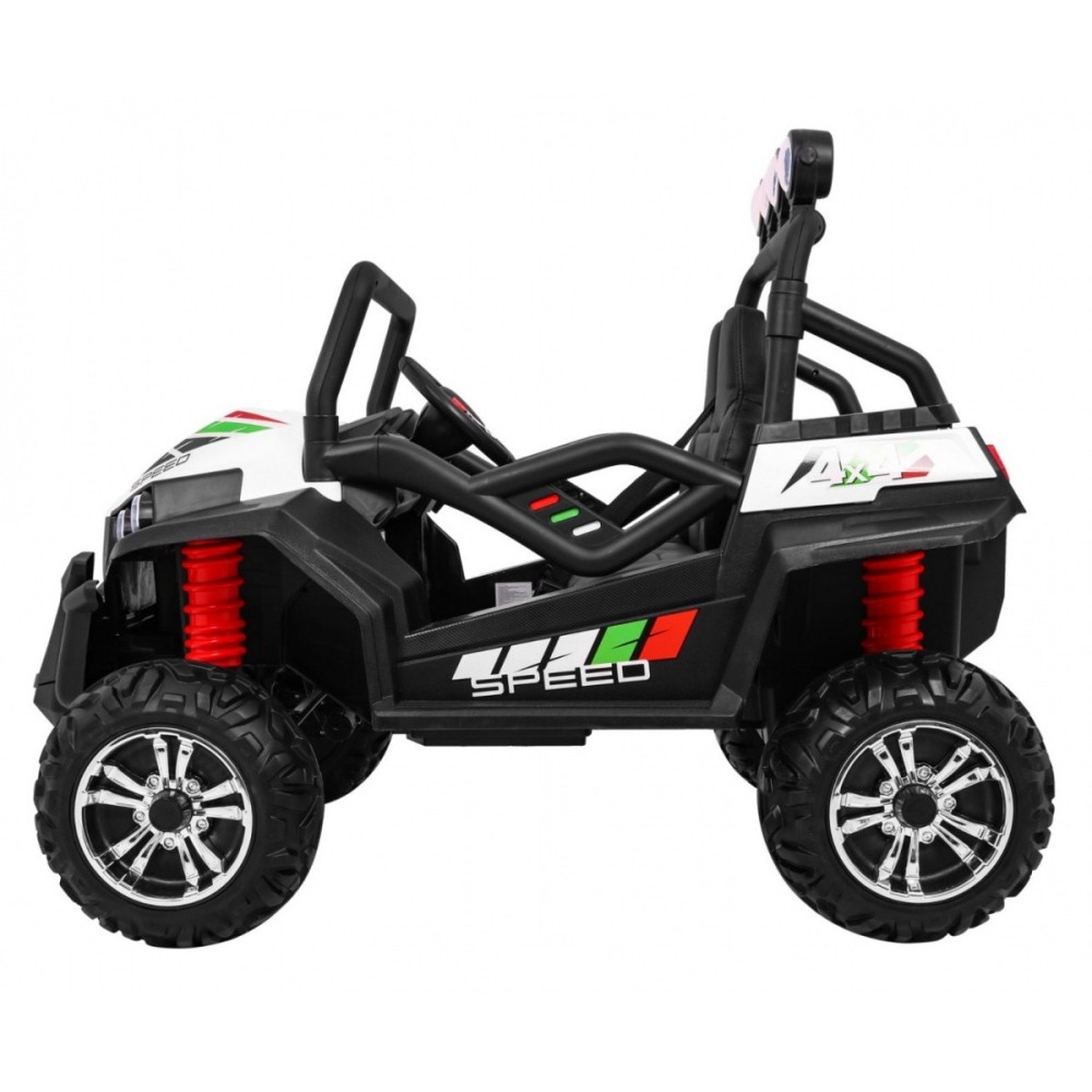 JOKO Elektrické autíčko Grand Buggy 4x4 Lift, Dvojmiestne kožené sedadlo, penové kolesá, FM rádio, nosnosť 59kg, biele