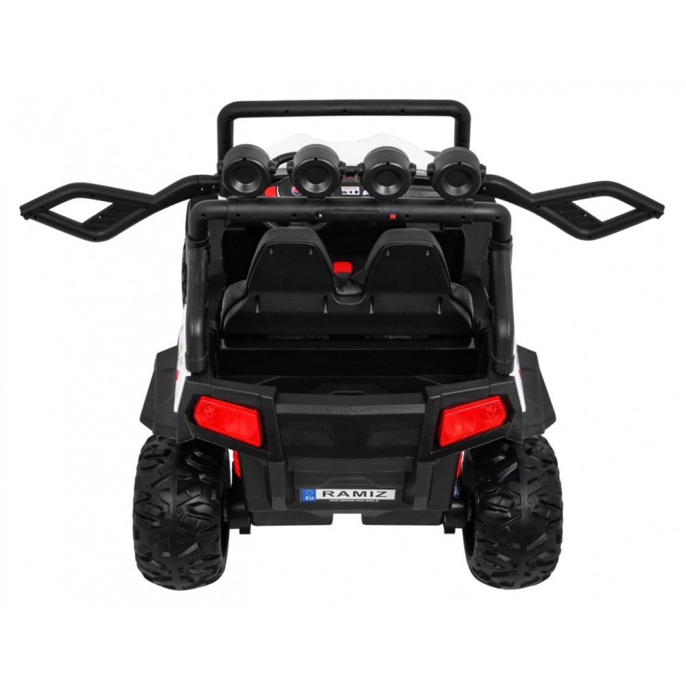 JOKO Elektrické autíčko Grand Buggy 4x4 Lift, Dvojmiestne kožené sedadlo, penové kolesá, FM rádio, nosnosť 59kg, biele