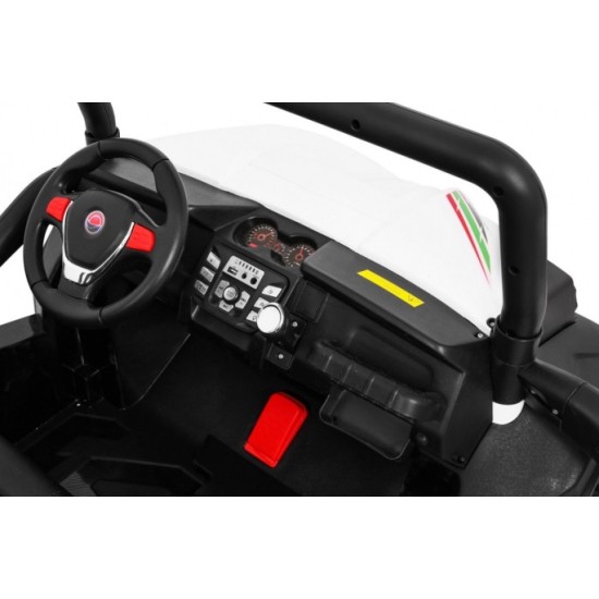 JOKO Elektrické autíčko Grand Buggy 4x4 Lift, Dvojmiestne kožené sedadlo, penové kolesá, FM rádio, nosnosť 59kg, biele