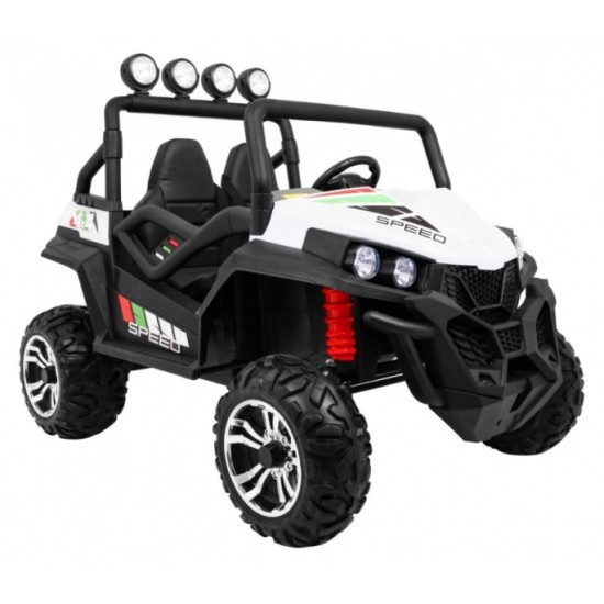 JOKO Elektrické autíčko Grand Buggy 4x4 Lift, Dvojmiestne kožené sedadlo, penové kolesá, FM rádio, nosnosť 59kg, biele