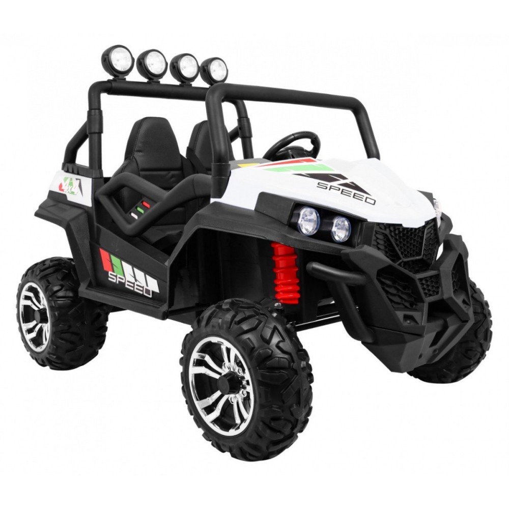 JOKO Elektrické autíčko Grand Buggy 4x4 Lift, Dvojmiestne kožené sedadlo, penové kolesá, FM rádio, nosnosť 59kg, biele