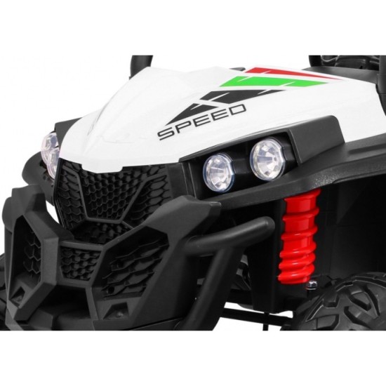 JOKO Elektrické autíčko Grand Buggy 4x4 Lift, Dvojmiestne kožené sedadlo, penové kolesá, FM rádio, nosnosť 59kg, biele