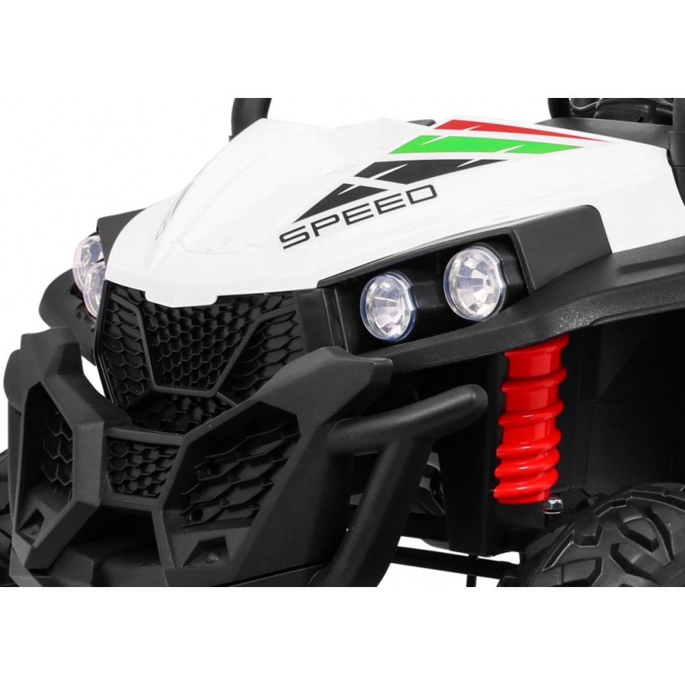 JOKO Elektrické autíčko Grand Buggy 4x4 Lift, Dvojmiestne kožené sedadlo, penové kolesá, FM rádio, nosnosť 59kg, biele