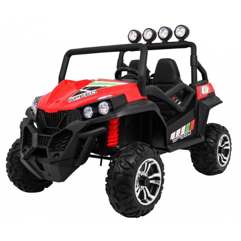 JOKO Elektrické autíčko Grand Buggy 4x4 Lift, Dvojmiestne kožené sedadlo, penové kolesá, FM rádio, nosnosť 59kg, červené