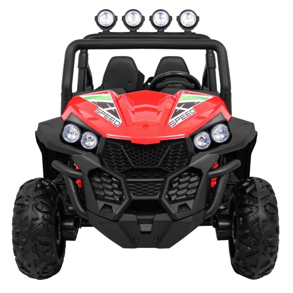 JOKO Elektrické autíčko Grand Buggy 4x4 Lift, Dvojmiestne kožené sedadlo, penové kolesá, FM rádio, nosnosť 59kg, červené