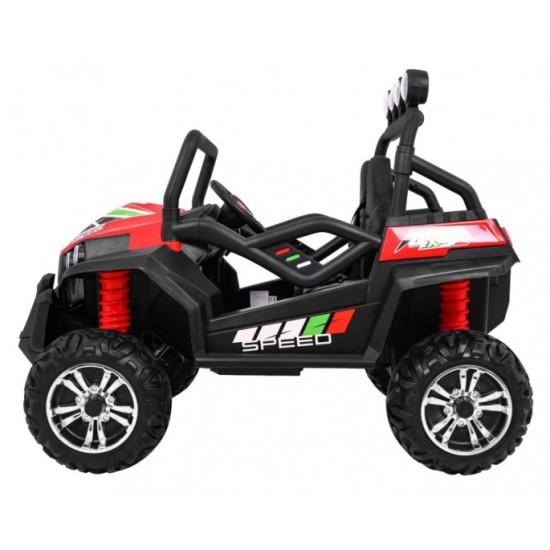 JOKO Elektrické autíčko Grand Buggy 4x4 Lift, Dvojmiestne kožené sedadlo, penové kolesá, FM rádio, nosnosť 59kg, červené