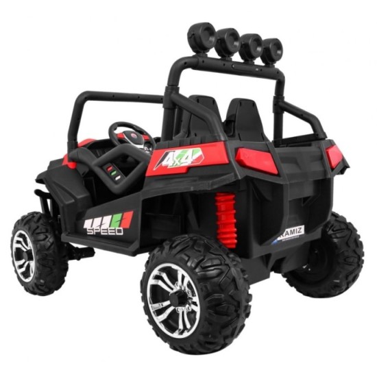 JOKO Elektrické autíčko Grand Buggy 4x4 Lift, Dvojmiestne kožené sedadlo, penové kolesá, FM rádio, nosnosť 59kg, červené