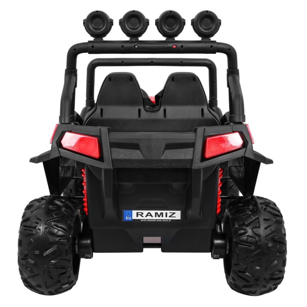 JOKO Elektrické autíčko Grand Buggy 4x4 Lift, Dvojmiestne kožené sedadlo, penové kolesá, FM rádio, nosnosť 59kg, červené