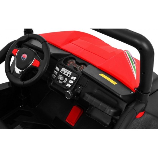 JOKO Elektrické autíčko Grand Buggy 4x4 Lift, Dvojmiestne kožené sedadlo, penové kolesá, FM rádio, nosnosť 59kg, červené
