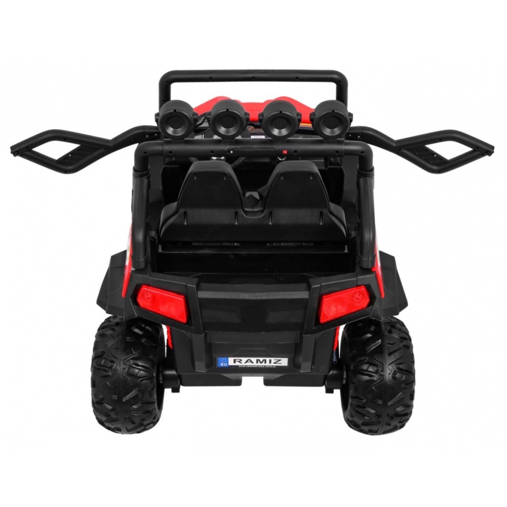JOKO Elektrické autíčko Grand Buggy 4x4 Lift, Dvojmiestne kožené sedadlo, penové kolesá, FM rádio, nosnosť 59kg, červené