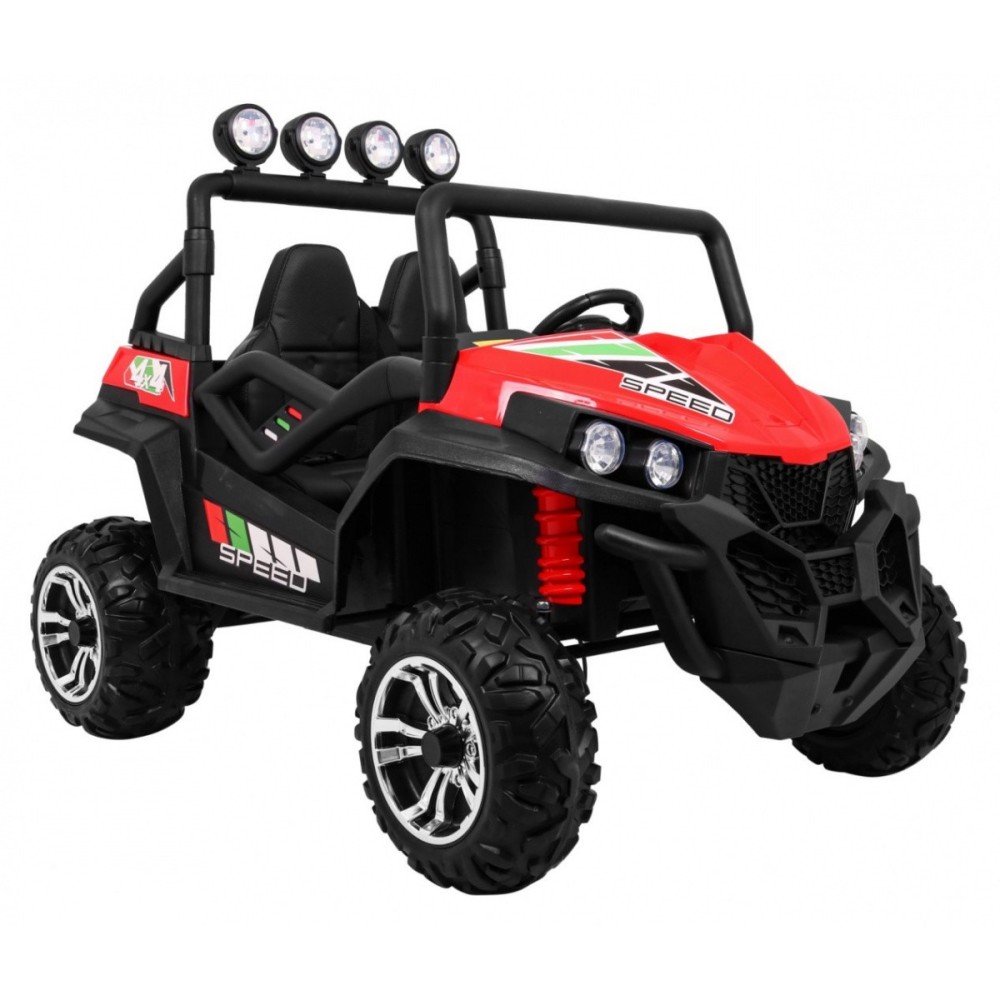 JOKO Elektrické autíčko Grand Buggy 4x4 Lift, Dvojmiestne kožené sedadlo, penové kolesá, FM rádio, nosnosť 59kg, červené