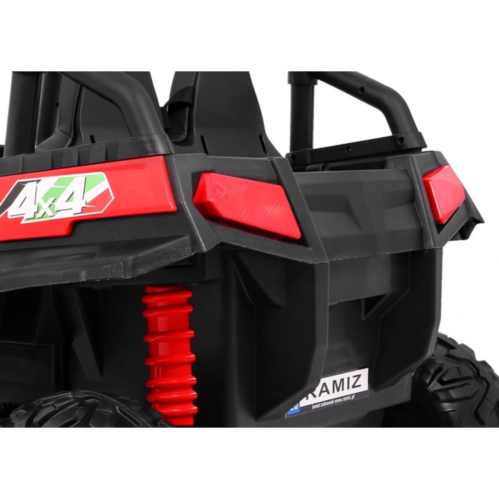JOKO Elektrické autíčko Grand Buggy 4x4 Lift, Dvojmiestne kožené sedadlo, penové kolesá, FM rádio, nosnosť 59kg, červené