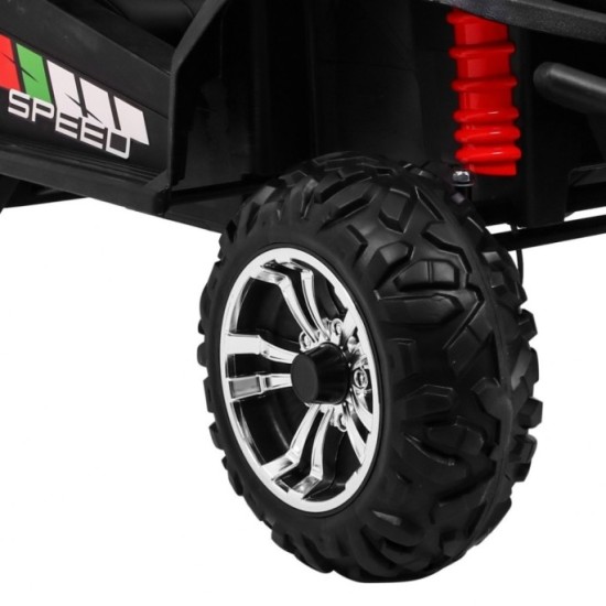 JOKO Elektrické autíčko Grand Buggy 4x4 Lift, Dvojmiestne kožené sedadlo, penové kolesá, FM rádio, nosnosť 59kg, červené