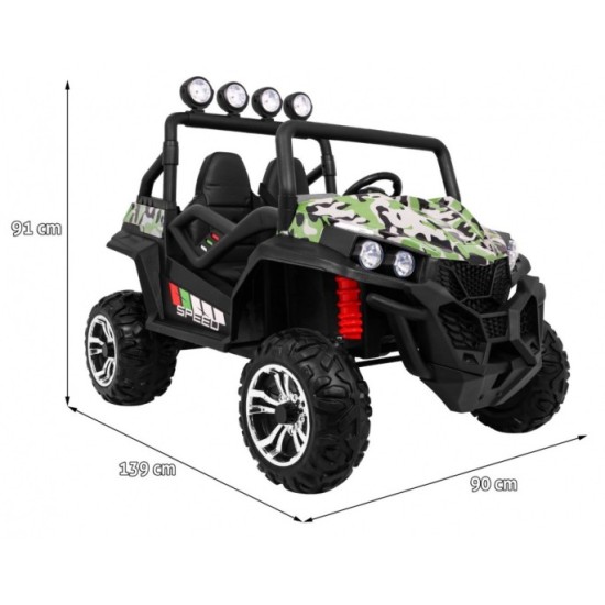 JOKO Elektrické autíčko Grand Buggy 4x4 Lift, Dvojmiestne kožené sedadlo, penové kolesá, FM rádio, nosnosť 59kg, maskáčové