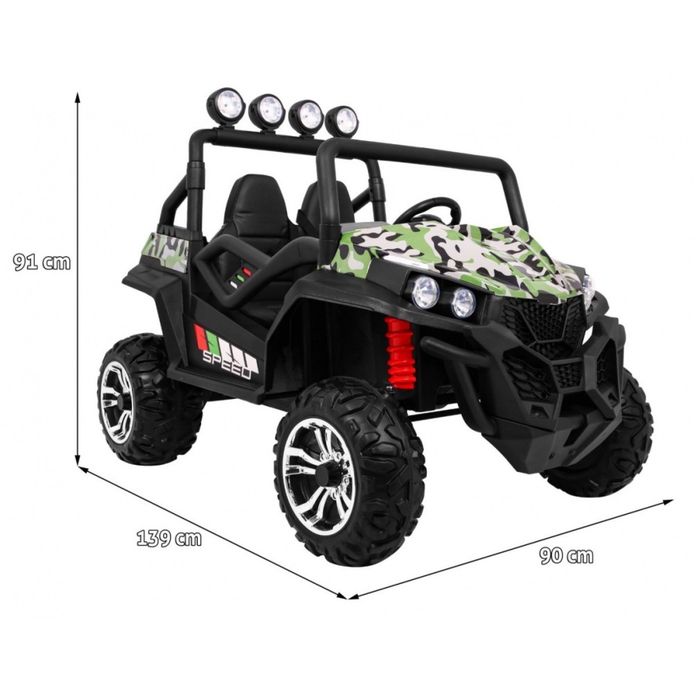 JOKO Elektrické autíčko Grand Buggy 4x4 Lift, Dvojmiestne kožené sedadlo, penové kolesá, FM rádio, nosnosť 59kg, maskáčové