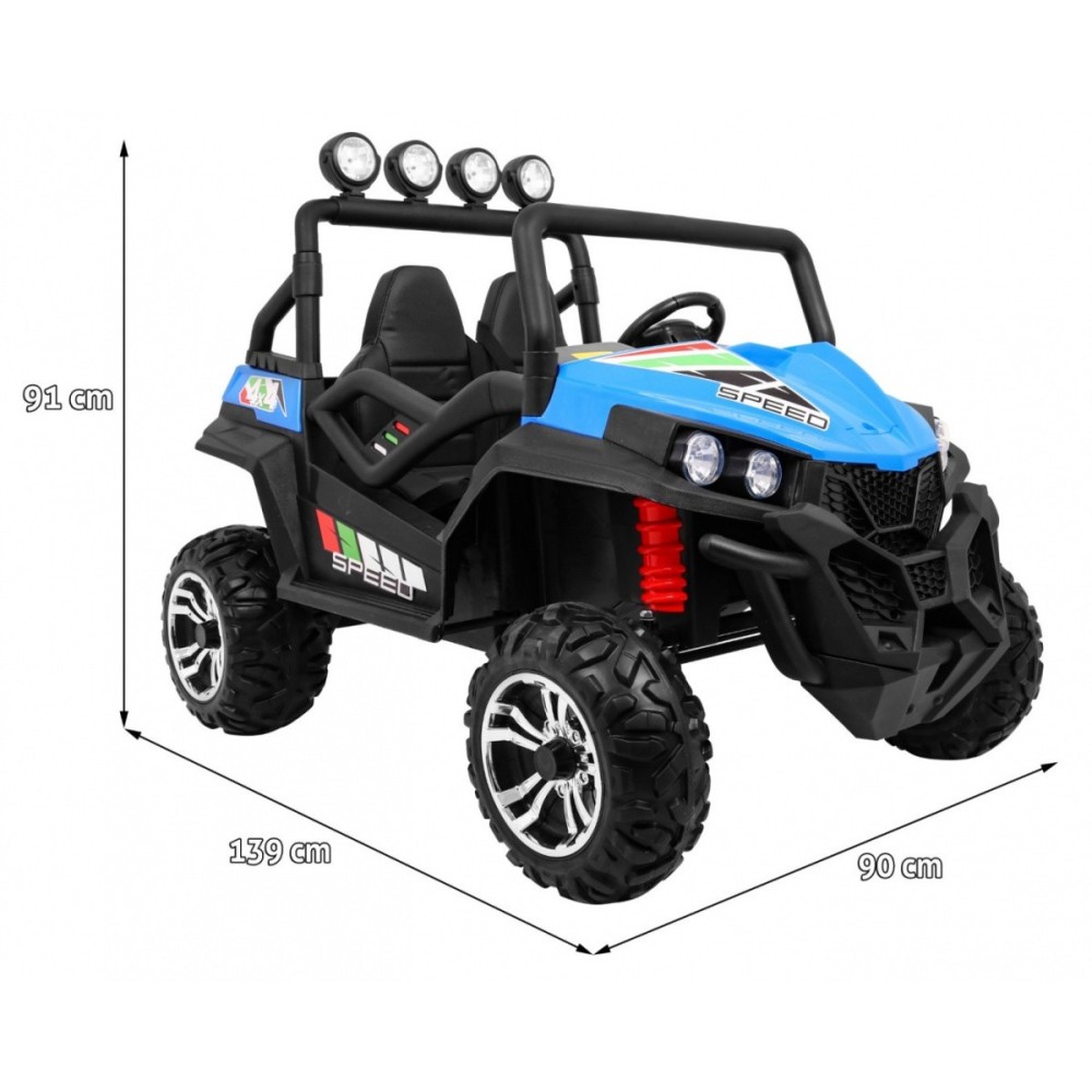 JOKO Elektrické autíčko Grand Buggy 4x4 Lift, Dvojmiestne kožené sedadlo, penové kolesá, FM rádio, nosnosť 59kg, modré