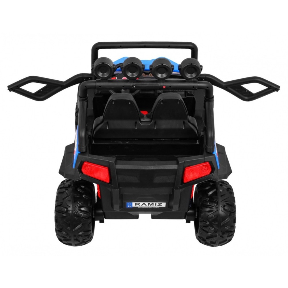 JOKO Elektrické autíčko Grand Buggy 4x4 Lift, Dvojmiestne kožené sedadlo, penové kolesá, FM rádio, nosnosť 59kg, modré
