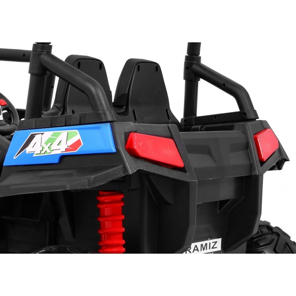 JOKO Elektrické autíčko Grand Buggy 4x4 Lift, Dvojmiestne kožené sedadlo, penové kolesá, FM rádio, nosnosť 59kg, modré